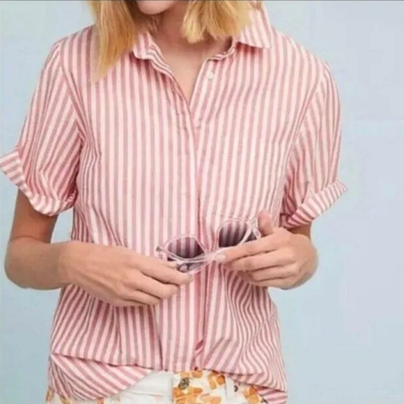Isabella Sinclair Anthropologie Tops - Isabella Sinclair Wellesley Striped Top XS Red White Anthropologie